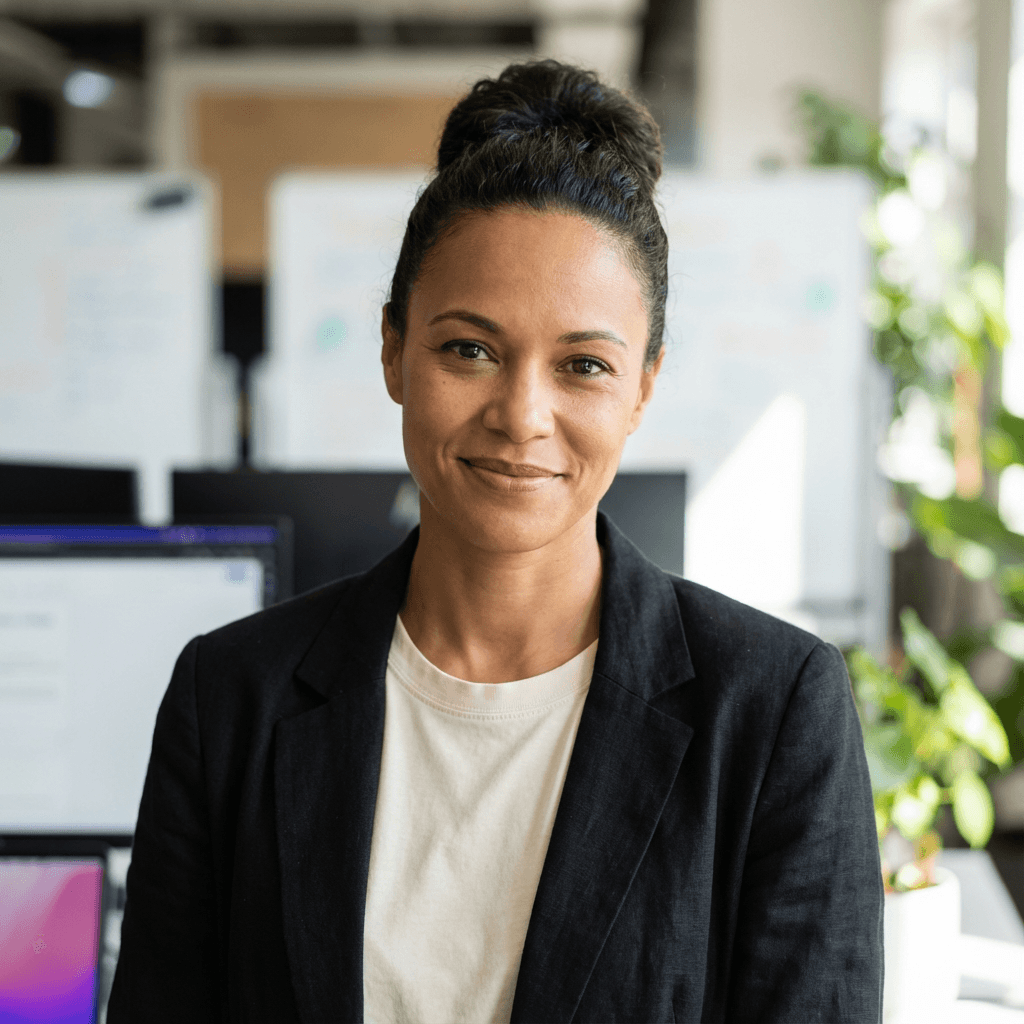Portrait of Rebecca Miller in professional attire