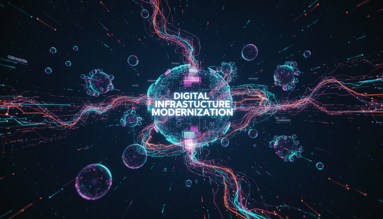 Abstract visualization of interconnected digital network nodes and data pathways in blue tones